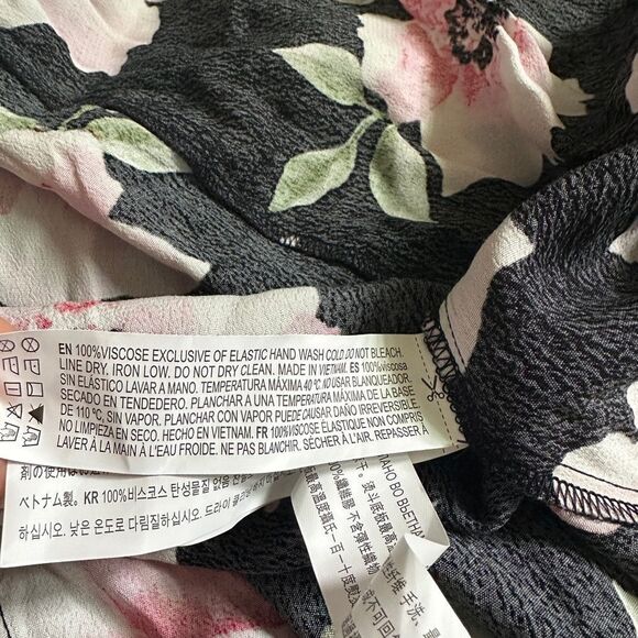 Forever 21 Contemporary Black Pink Floral Faux Wrap Smocked Maxi Dress - Picture 8 of 8